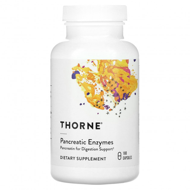 Панкреатин, Pancreatic Enzymes, Thorne, 180 капсул (500 мг на капсулу)