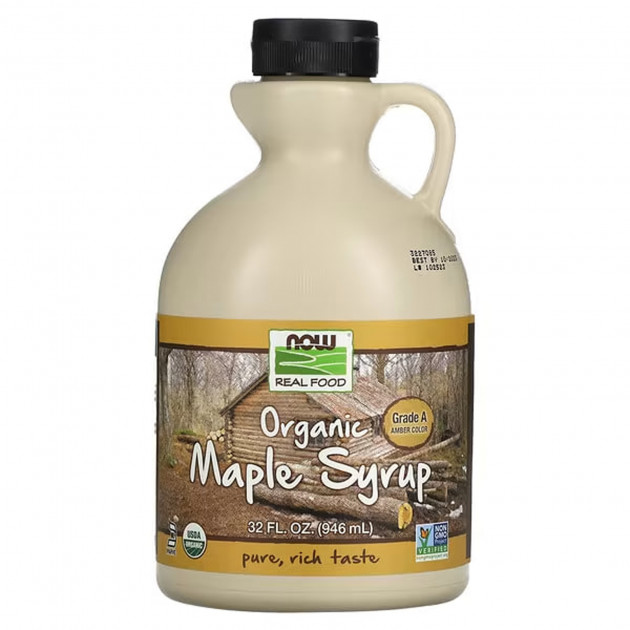 Кленовий сироп (бурштиновий), Maple Syrup, Now Foods, Real Food, органік, сорт А, 946 мл