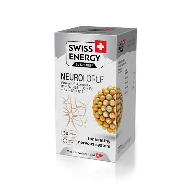 Вітаміни групи В, NEUROFORCE Vitamin B-Complex, Swiss Energy, підтримка нервової системи, 30 капсул