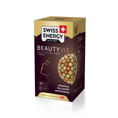 Вітаміни та мінерали для краси, BEAUTYVIT ACE+Zn+Se+CoQ10+Biotin, Swiss Energy, 30 капсул