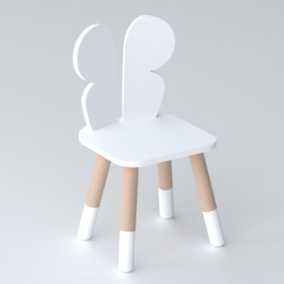 Детский стульчик бабочка 26.5х26х25см, стул в детскую комнату до 7 лет, белый