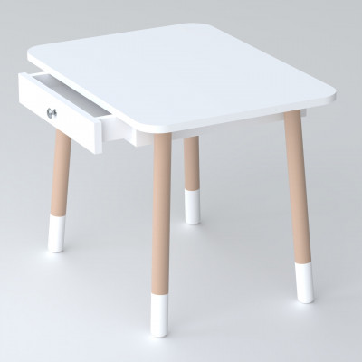 Детский столик с выдвижным ящиком 46х60х45, стол трюмо в детскую комнату, белый