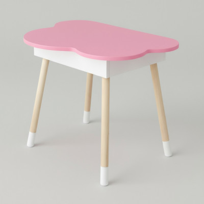 Детский стол облачко с нишей 54х68х50, столик трюмо с откидным верхом, розовый