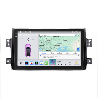 Штатная магнитола Lesko для Fiat Sedici  2005-2014 экран 9" 4/64 QLED CarPlay 4G Wi-Fi GPS 360 Prime