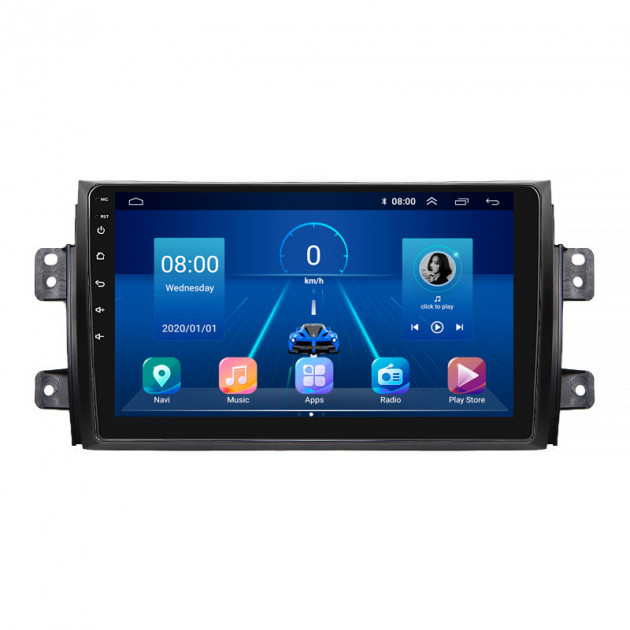 Штатная магнитола Lesko для Fiat Sedici  2005-2014 экран 9" 4/32Gb 4G Wi-Fi GPS Top