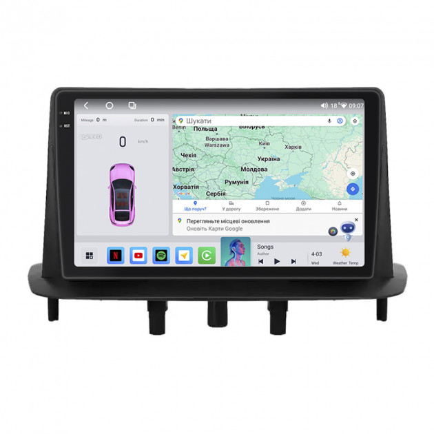Штатная магнитола Lesko для Renault Fluence I Рестайлинг 2012-2017 экран 9" 4/64 QLED CarPlay 4G Wi-Fi GPS 360 Prime