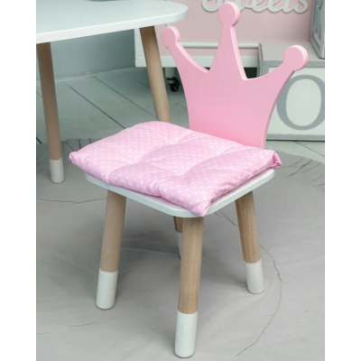 Подушка мягкая для детского стульчик 23х28, розовая в горошек