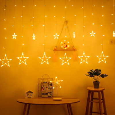 Новогодняя светодиодная гирлянда штора 3*1 метр Звезды Теплый свет