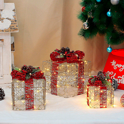 Новогодний декор с подсветкой Новогодние подарки H3474 набор 3 шт Gray