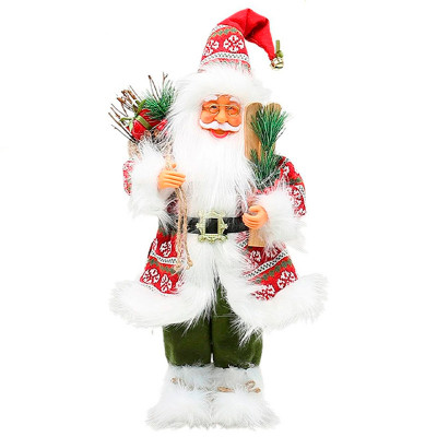 Новогодняя фигурка под елку D-303332 Санта Клаус 30 см рождественская мягкая игрушка Red