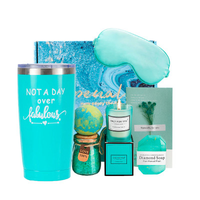 Подарочный Spa Box 0222 23*23*10.5 см из 6 предметов термостакан+алмазное мыло+бомбочка для ванны+соль для ванны+ароматическая свеча+открытка Tiffany