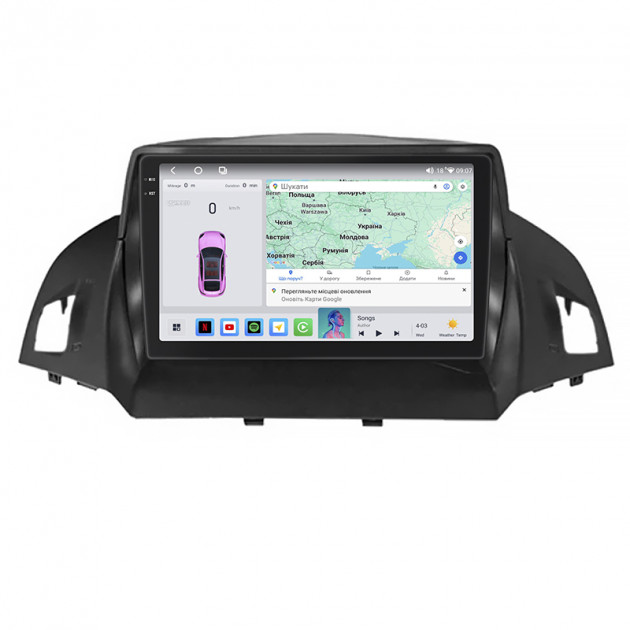 Штатная магнитола Lesko для Ford C-MAX II 2010-2015 экран 9" 4/64 QLED CarPlay 4G Wi-Fi GPS 360 Prime