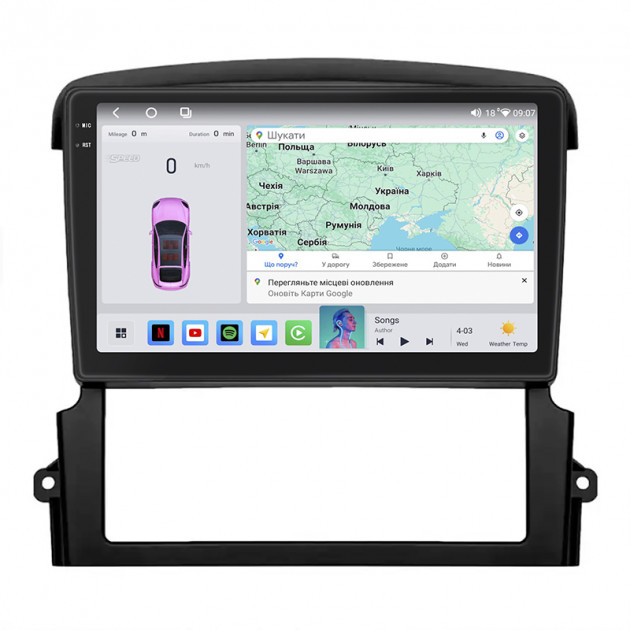 Штатная магнитола Lesko для Kia Sorento I Рестайлинг 2006-2011 экран 9" 4/64 QLED CarPlay 4G Wi-Fi GPS 360 Prime
