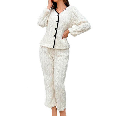 Женская тёплая пижама 5312 White костюм для дома S