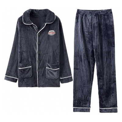 Комплект мужской пижамы CK-206 Dark Gray рубашка с длинным рукавом и штанами теплая 3XL