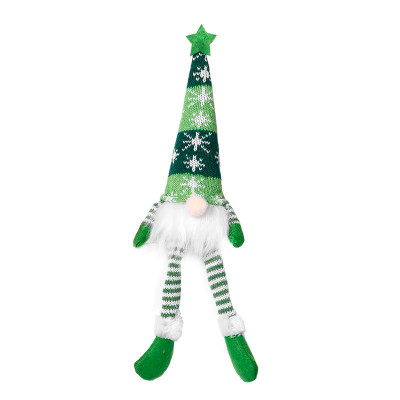 Новогодний Гном N2 для праздничного декора с Led подсветкой 20 см Green