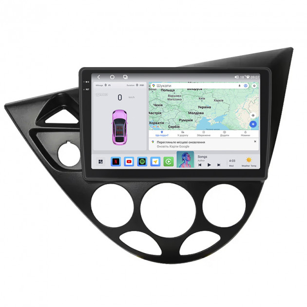 Штатная магнитола Lesko для Ford Focus I (North America) 1999-2004 экран 9" 4/64 QLED CarPlay 4G Wi-Fi GPS 360 Prime