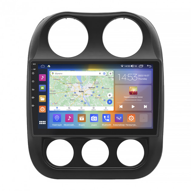 Штатная магнитола Lesko для Jeep Compass I Рестайлинг 2 2013-2016 экран 10" 2/32Gb CarPlay 4G Wi-Fi GPS Prime