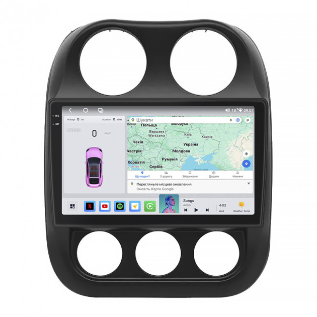 Штатная магнитола Lesko для Jeep Compass I Рестайлинг 2 2013-2016 экран 10" 4/64 QLED CarPlay 4G Wi-Fi GPS 360 Prime