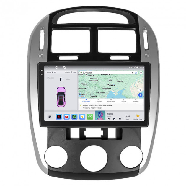Штатная магнитола Lesko для Kia Cerato I Рестайлинг 2006-2009 экран 9" 4/64 QLED CarPlay 4G Wi-Fi GPS 360 Prime