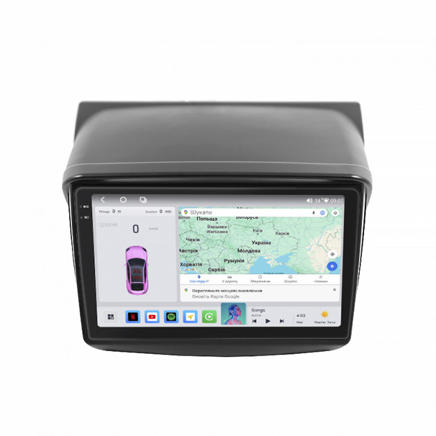 Штатная магнитола Lesko для Mitsubishi Challenger II 2008-2013 экран 9" 4/64 QLED CarPlay 4G Wi-Fi GPS 360 Prime