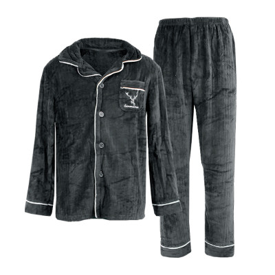 Комплект мужской пижамы CK-214 Gray рубашка с длинным рукавом и штанами теплая XL