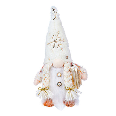 Новогодняя игрушка Рождественский Гном светящийся А9-10 32*10 с подарком White