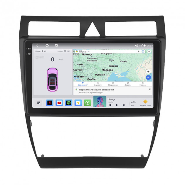 Штатная магнитола Lesko для Audi A6 II (C5) Рестайлинг 2001-2005 экран 9" 4/64 QLED CarPlay 4G Wi-Fi GPS 360 Prime