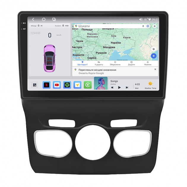 Штатная магнитола Lesko для Citroen C4 II 2010-2016 экран 10" 4/64 QLED CarPlay 4G Wi-Fi GPS 360 Prime