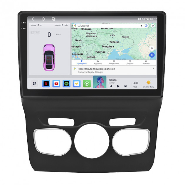 Штатная магнитола Lesko для Citroen C4 II Рестайлинг 2015-н.в. экран 10" 4/64 QLED CarPlay 4G Wi-Fi GPS 360 Prime