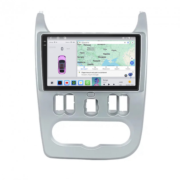 Штатная магнитола Lesko для Dacia Sandero I 2007-2012 экран 9" 4/64 QLED CarPlay 4G Wi-Fi GPS 360 Prime