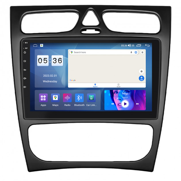 Штатная магнитола Lesko для Mercedes-Benz C-Класс II (W203) 2000-2004 экран 9" 2/32Gb CarPlay 4G Wi-Fi GPS Prime