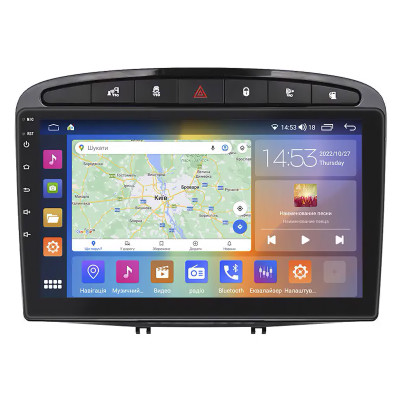 Штатная магнитола Lesko для Peugeot 308 I 2007-2011 экран 9" 4/64Gb CarPlay 4G Wi-Fi GPS Prime