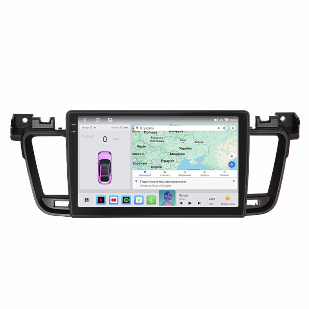 Штатная магнитола Lesko для Peugeot 508 I 2011-2014 экран 9" 4/64 QLED CarPlay 4G Wi-Fi GPS 360 Prime