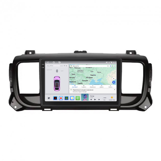 Штатная магнитола Lesko для Peugeot Expert III 2016-н.в. экран 9" 4/64 QLED CarPlay 4G Wi-Fi GPS 360 Prime