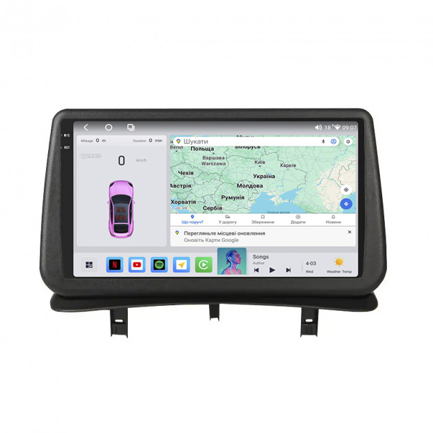Штатная магнитола Lesko для Renault Clio III 2005-2009 экран 9" 4/64 QLED CarPlay 4G Wi-Fi GPS 360 Prime
