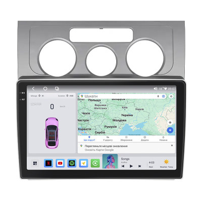 Штатная магнитола Lesko для Volkswagen Touran I Рестайлинг 2006-2010 экран 10" 4/64 QLED CarPlay 4G Wi-Fi GPS 360 Prime