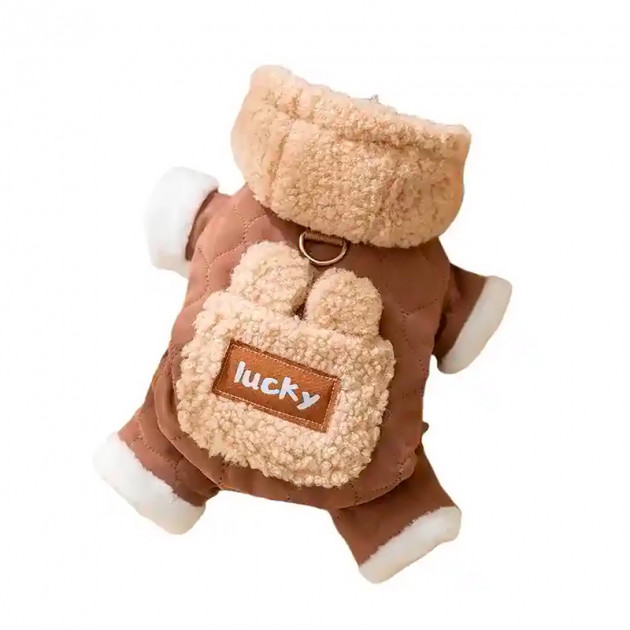 Комбинезон с капюшоном для собак Lucky 2410SXMJ0173 тедди с петлей для поводка Brown M