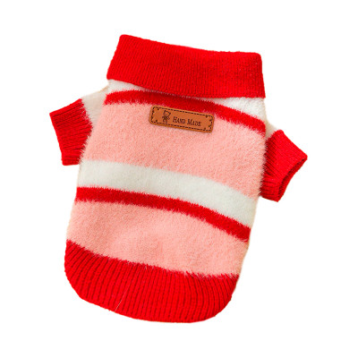 Пушистый свитер поло для собак и кошек 2410SXXF0137 вязаный теплый  Red S