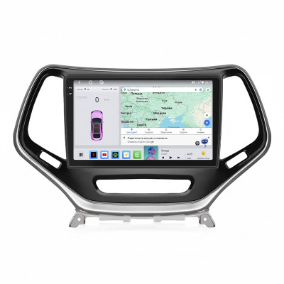 Штатная магнитола Lesko для Jeep Cherokee V (KL) Рестайлинг 2018-н.в экран 10" 4/64 QLED CarPlay 4G Wi-Fi GPS 360 Prime