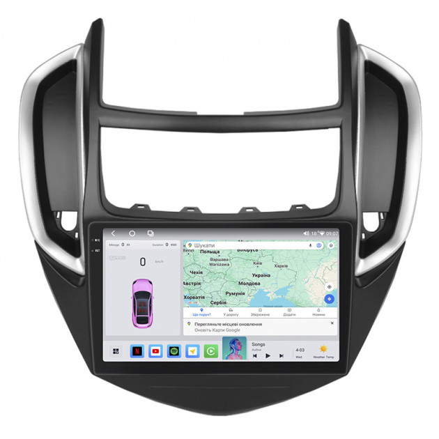 Штатная магнитола Lesko для Chevrolet Trax I Рестайлинг 2016-н.в экран 9" 4/64 QLED CarPlay 4G Wi-Fi GPS 360 Prime