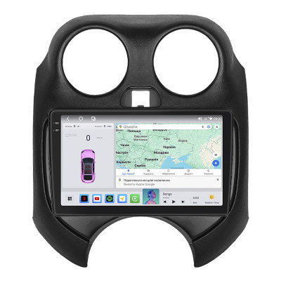 Штатная магнитола Lesko для Nissan March IV (K13) 2010-2013 экран 9" 4/64 QLED CarPlay 4G Wi-Fi GPS 360 Prime