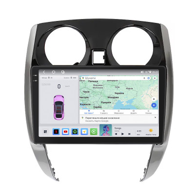 Штатная магнитола Lesko для Nissan Note II 2012-2016 экран 10" 4/64 QLED CarPlay 4G Wi-Fi GPS 360 Prime