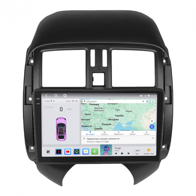 Штатная магнитола Lesko для Nissan Versa II Рестайлинг 2014-2019 экран 9" 4/64 QLED CarPlay 4G Wi-Fi GPS 360 Prime