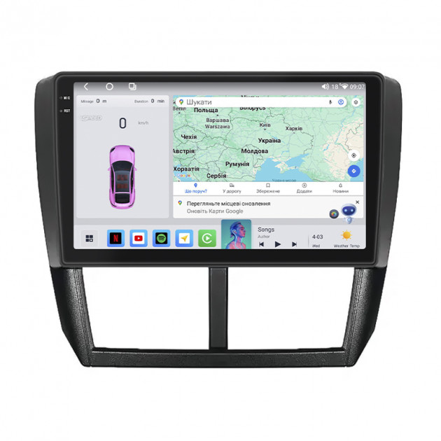 Штатная магнитола Lesko для Subaru Forester III Рестайлинг 2011-2013 экран 9" 4/64 QLED CarPlay 4G Wi-Fi GPS 360 Prime