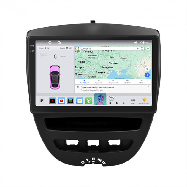 Штатная магнитола Lesko для Citroen C1 I Рестайлинг 2 2012-2014 экран 10" 4/64 QLED CarPlay 4G Wi-Fi GPS 360 Prime