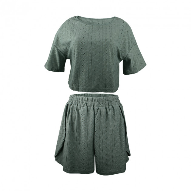 Женский комплект для дома и сна SM24107A футболка и шорты женская пижама Green L