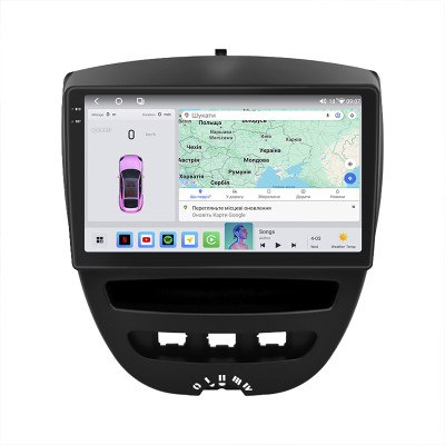 Штатная магнитола Lesko для Citroen C1 I Рестайлинг 2008-2012 экран 10" 4/64 QLED CarPlay 4G Wi-Fi GPS 360 Prime