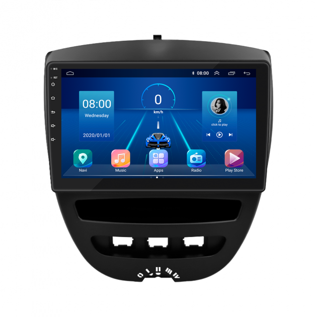 Штатная магнитола Lesko для Citroen C1 I Рестайлинг 2008-2012 экран 10" 2/32Gb 4G Wi-Fi GPS Top