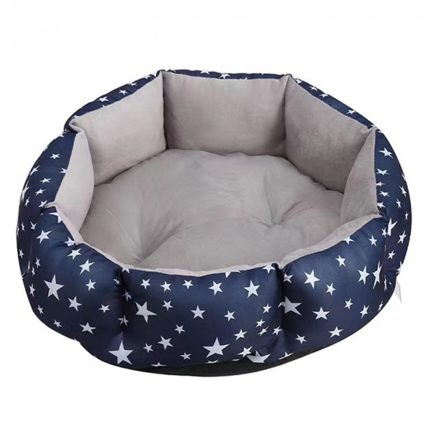 Лежак для котов собак круглый SY-2022-1208 Blue Stars L 60*18 см